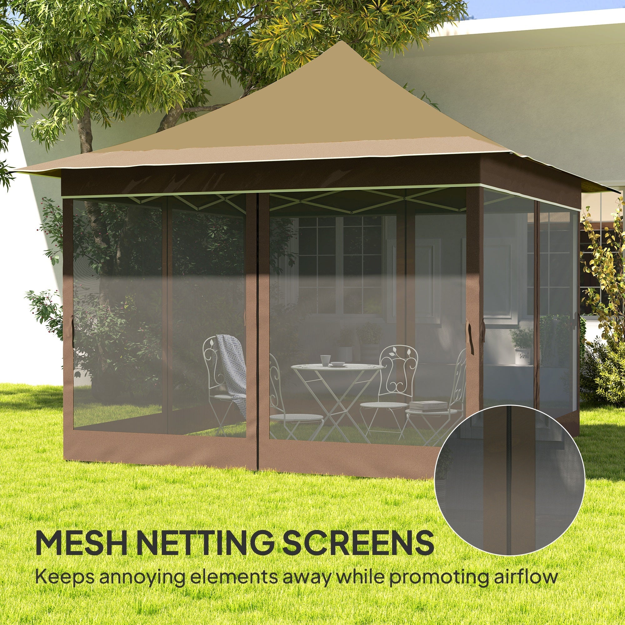 12x12 ft Garden & Patio Canopy Tent with Mesh Netting UPF50+ Protection
