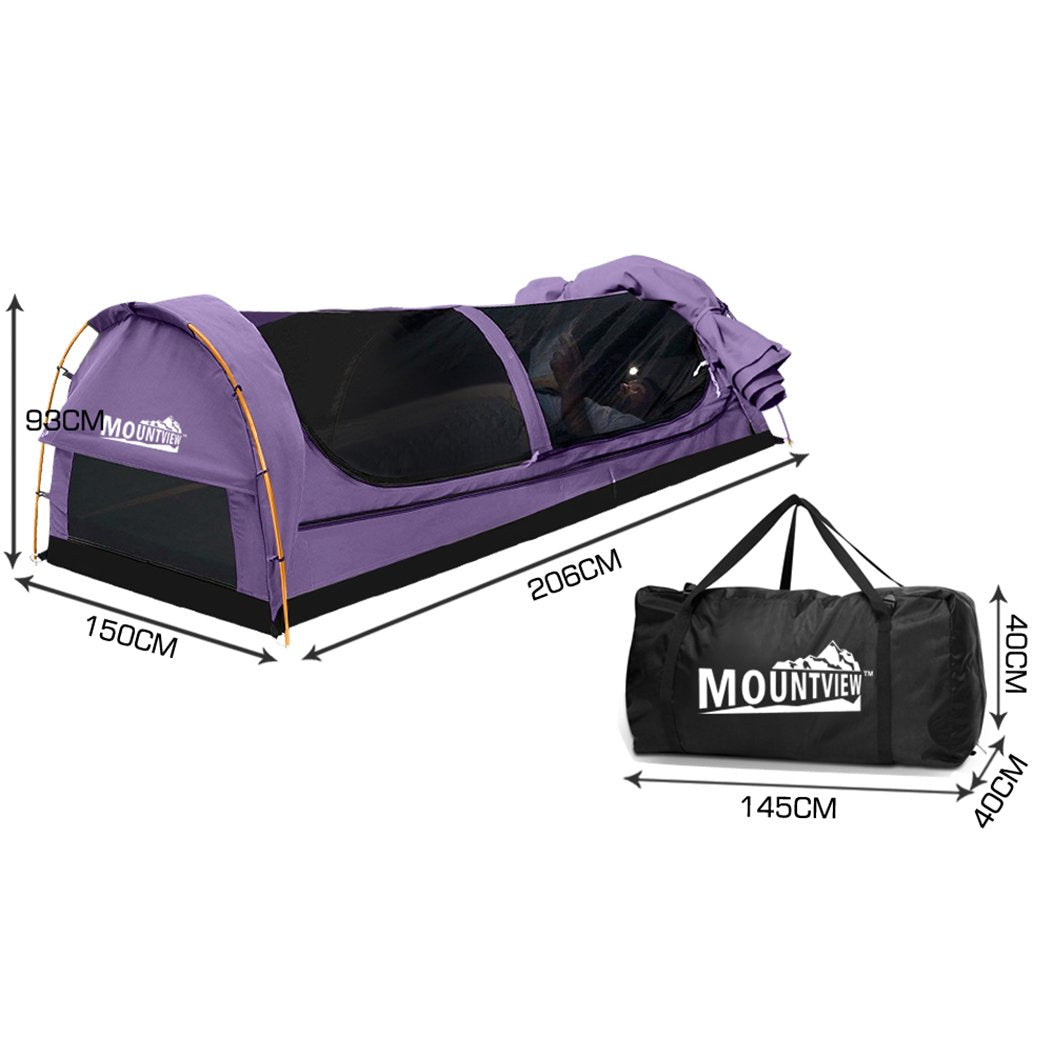 Canvas Swag Tent – 400GSM Water Repellent, Roll-Up, All-Weather Camping