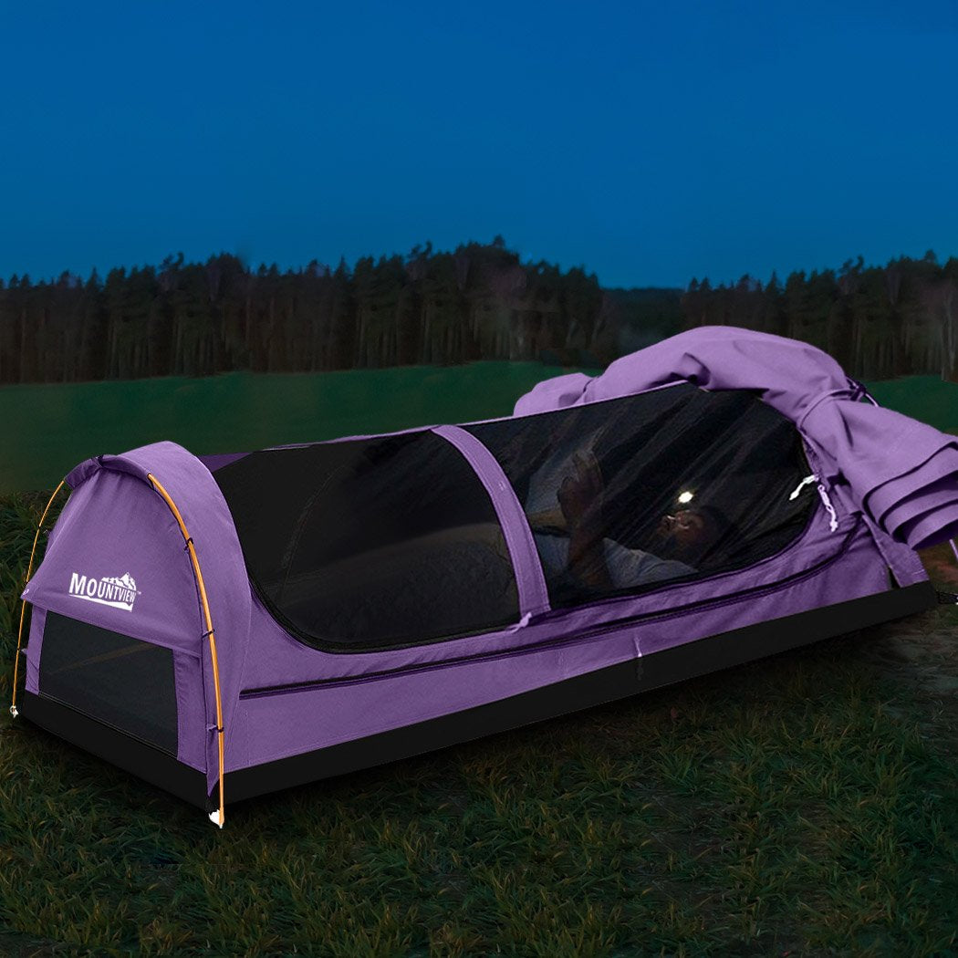 Canvas Swag Tent – 400GSM Water Repellent, Roll-Up, All-Weather Camping