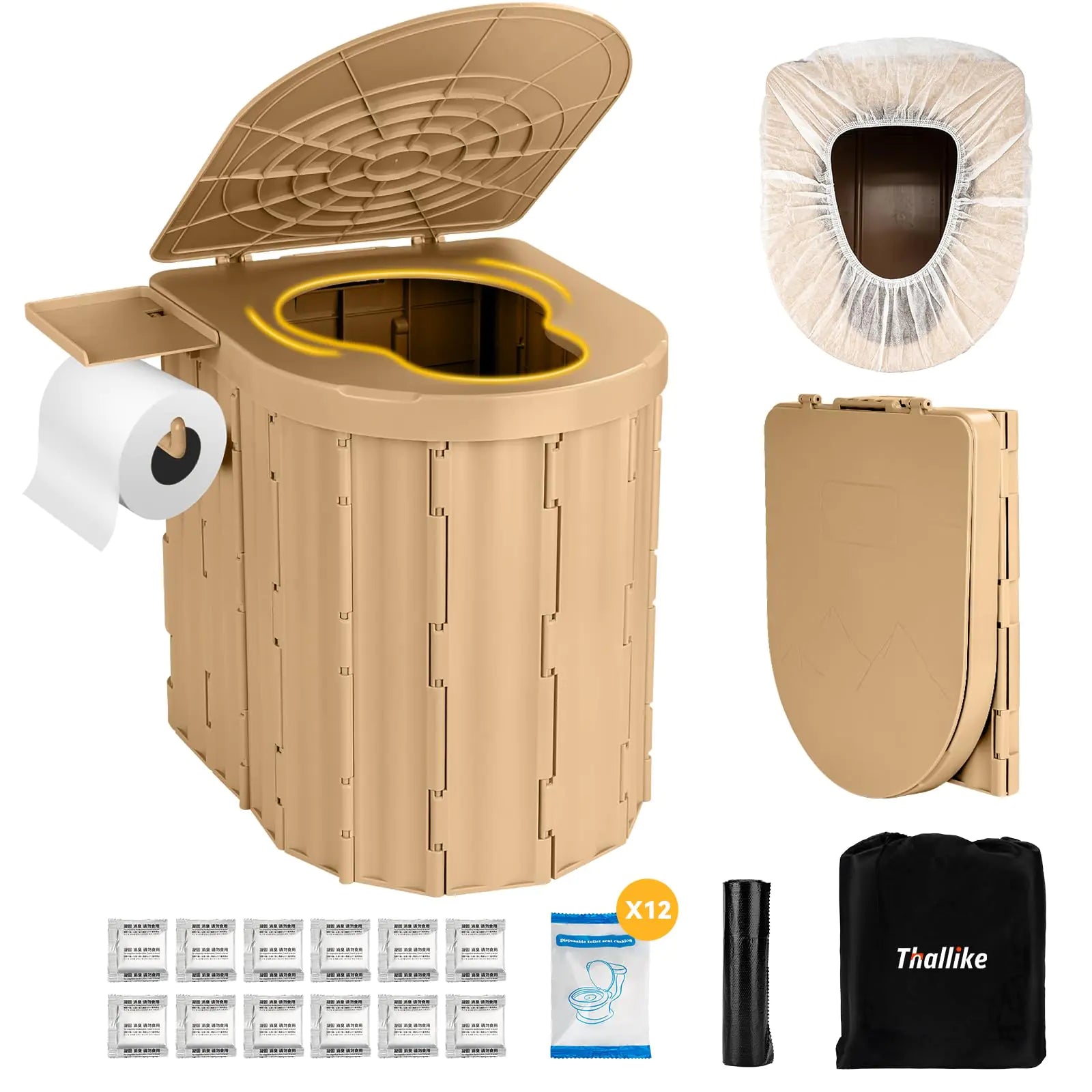 Portable Camping Toilet With Removable Paper Holder
