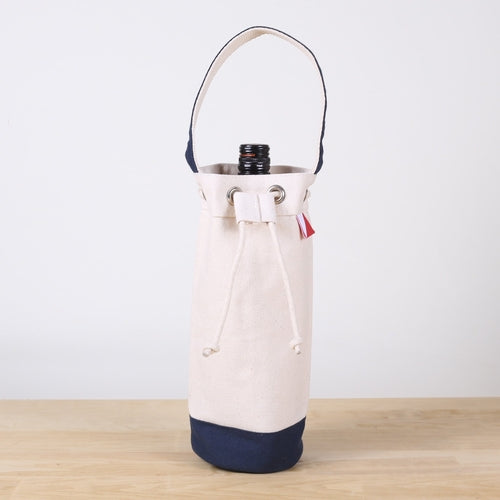 Canvas Wine Bottle Bag With Cinch Top
