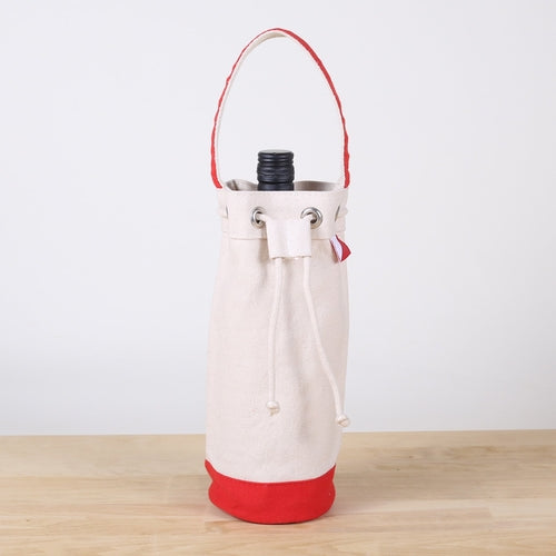 Canvas Wine Bottle Bag With Cinch Top