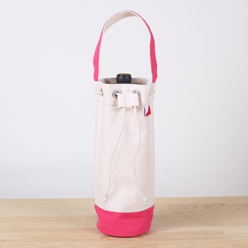 Canvas Wine Bottle Bag With Cinch Top