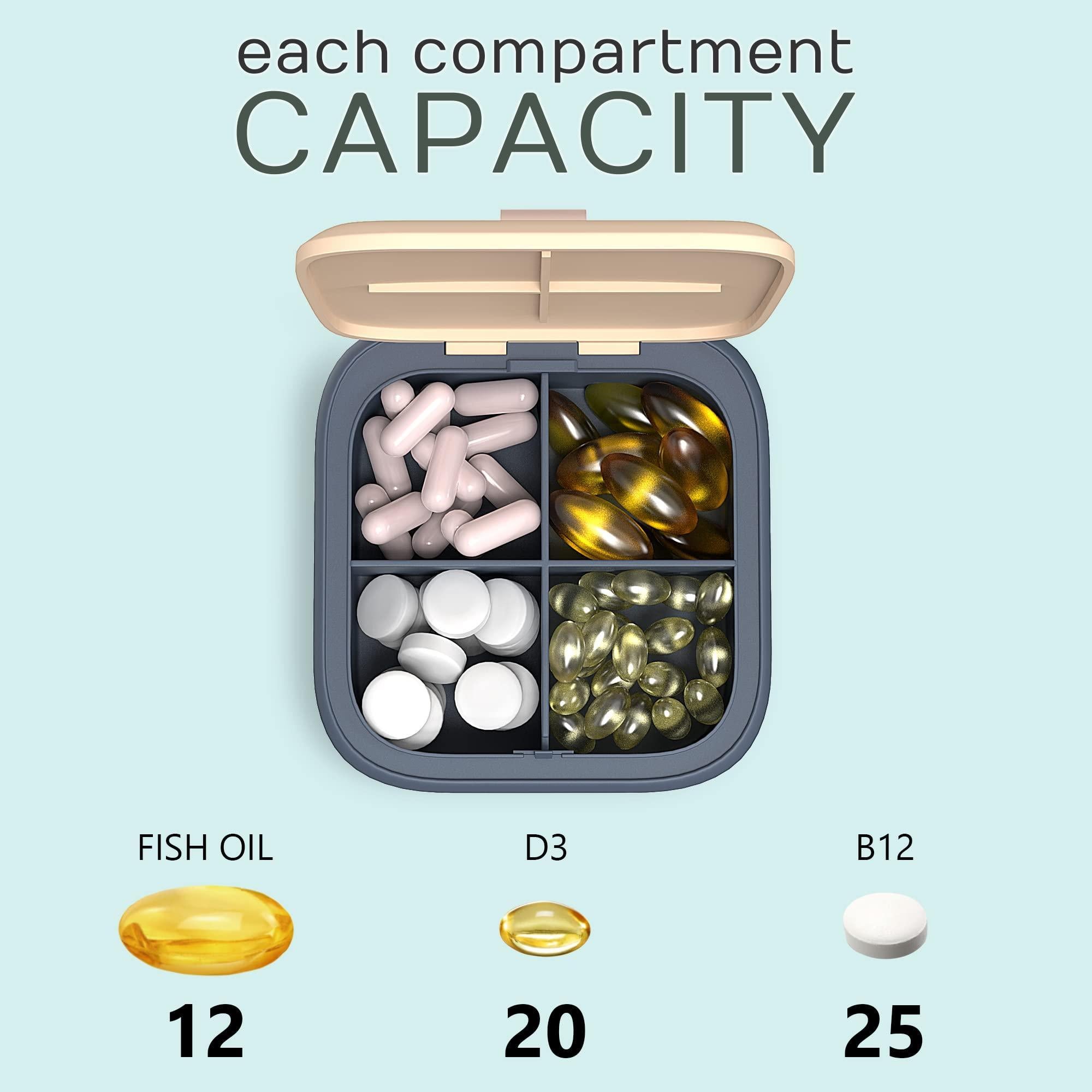 Pill Organizer Travel Case Push Open Convenience