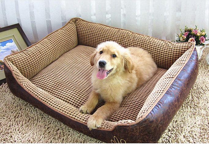 Suede Dog Bed Set Blanket, Toy Bone & Cooling Mat Included