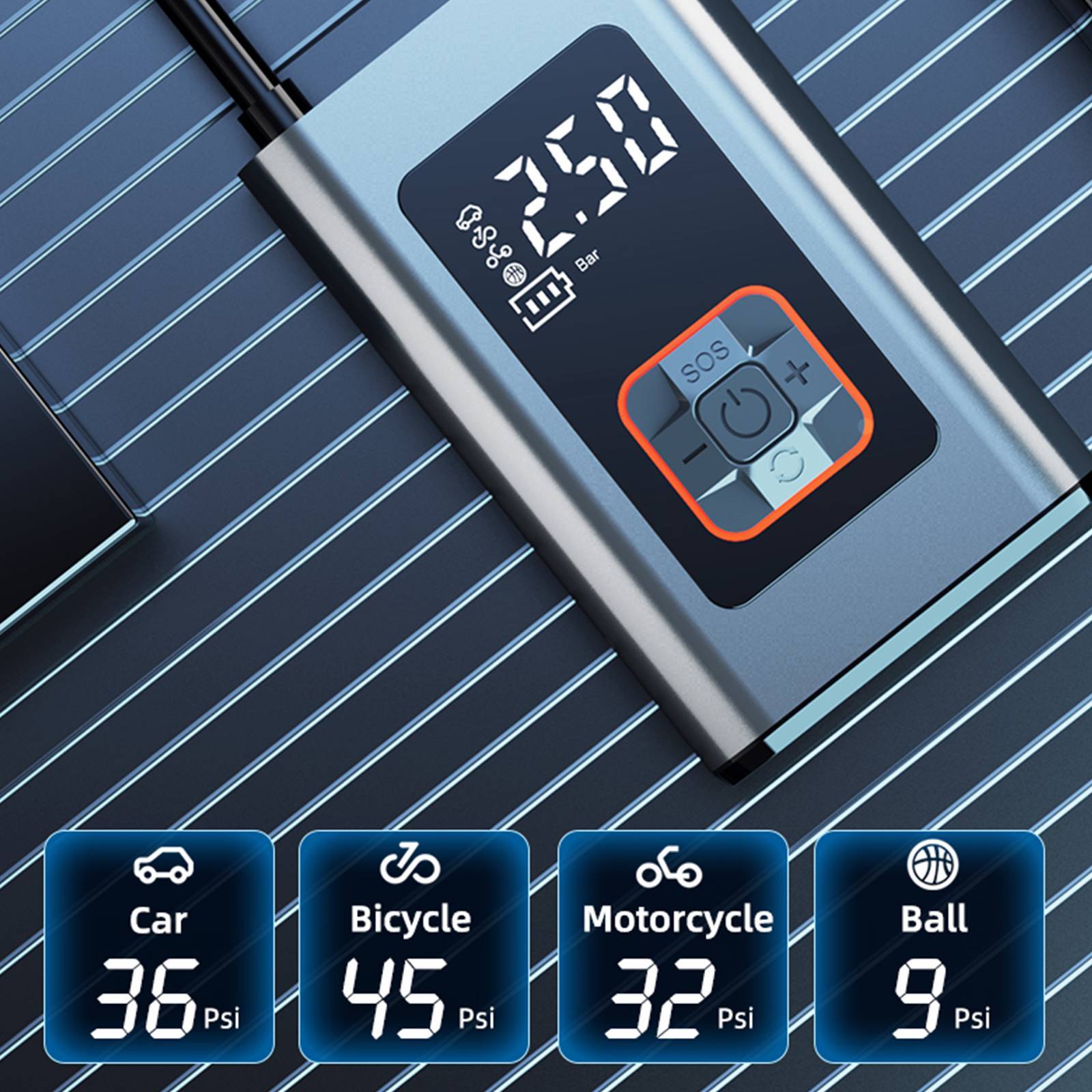 Nine Function Tire Inflator With LED Display