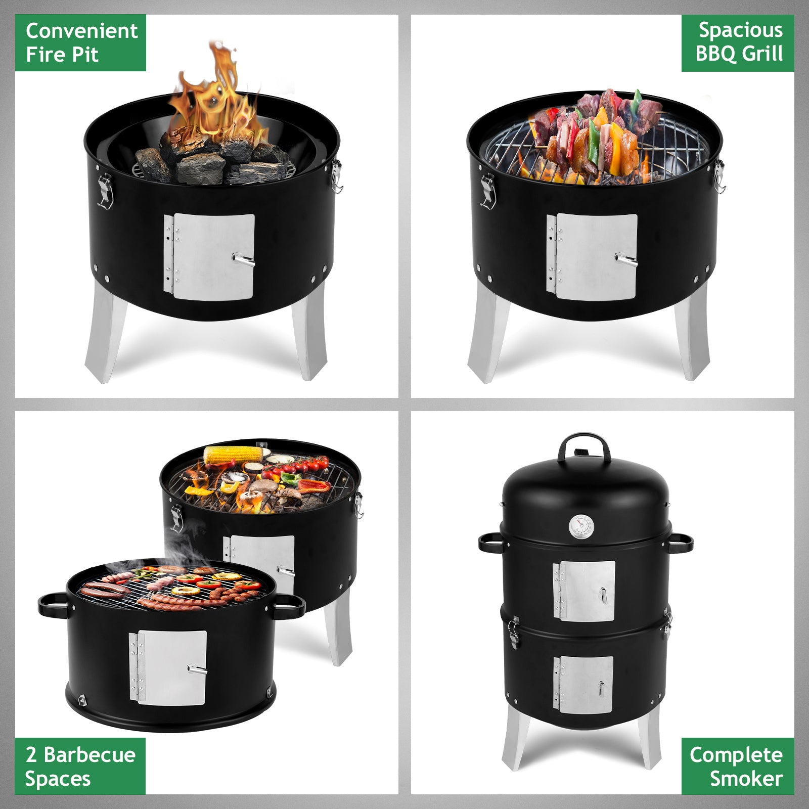 Vertical Charcoal Smoker Double Walled