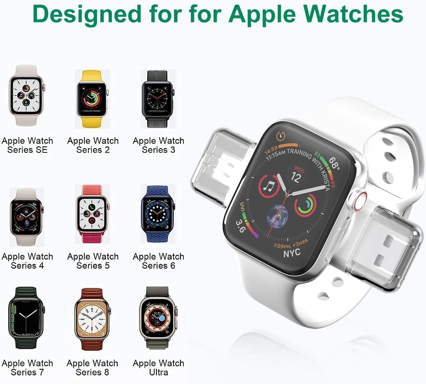 Travel Ready Magnetic Cordless Smart Watch Charger for Apple Watch