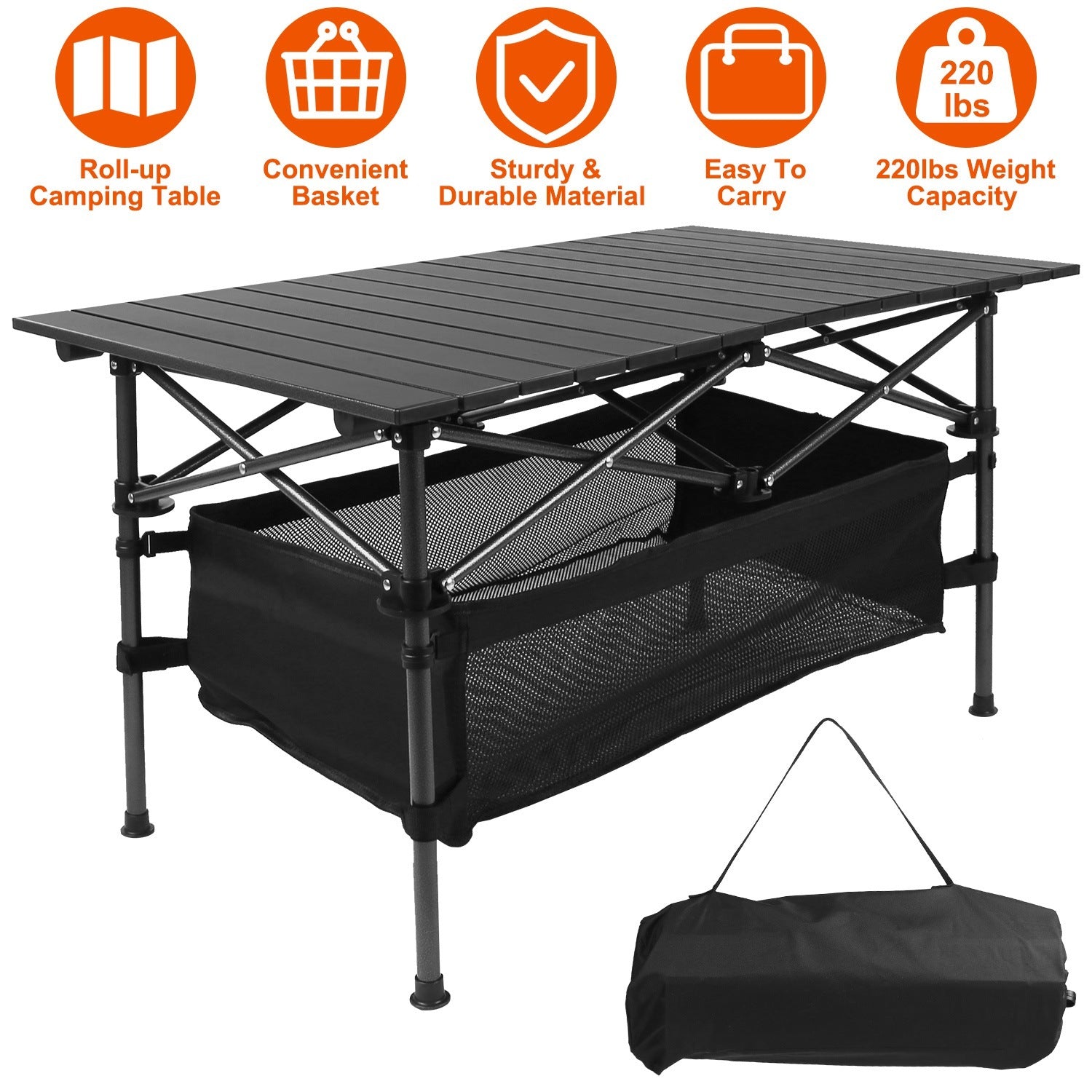 Folding Camping Table Rollup With Storage Bag