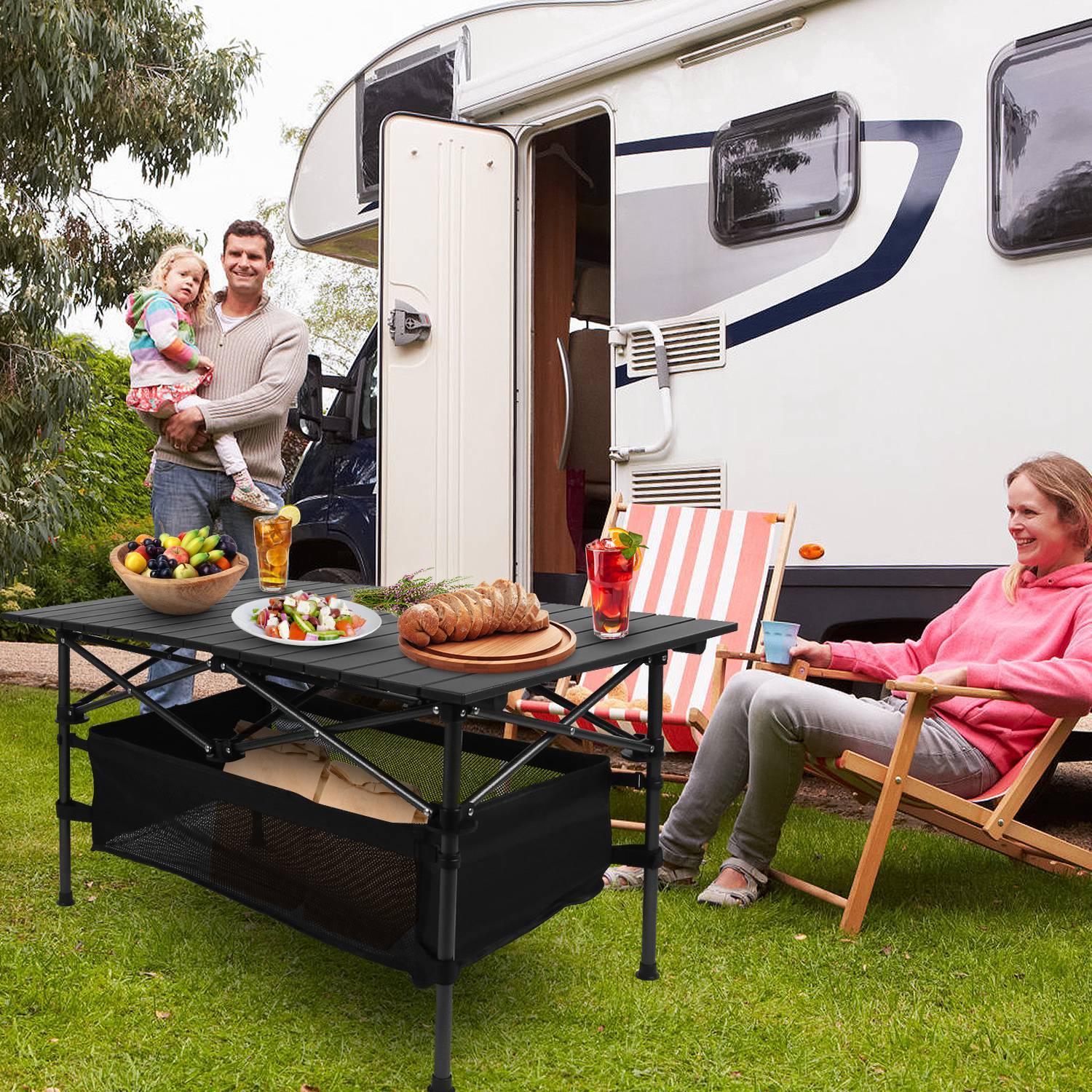 Folding Camping Table Rollup With Storage Bag
