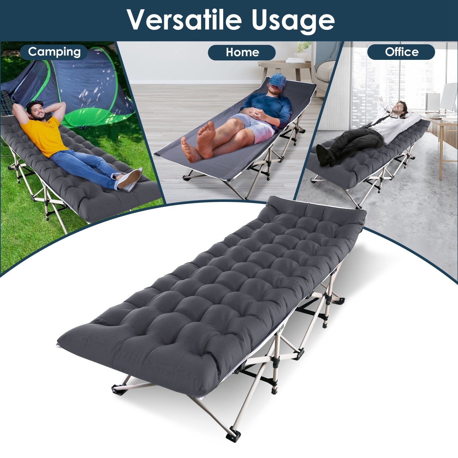 Folding Camping Cot With 440 Lbs Load