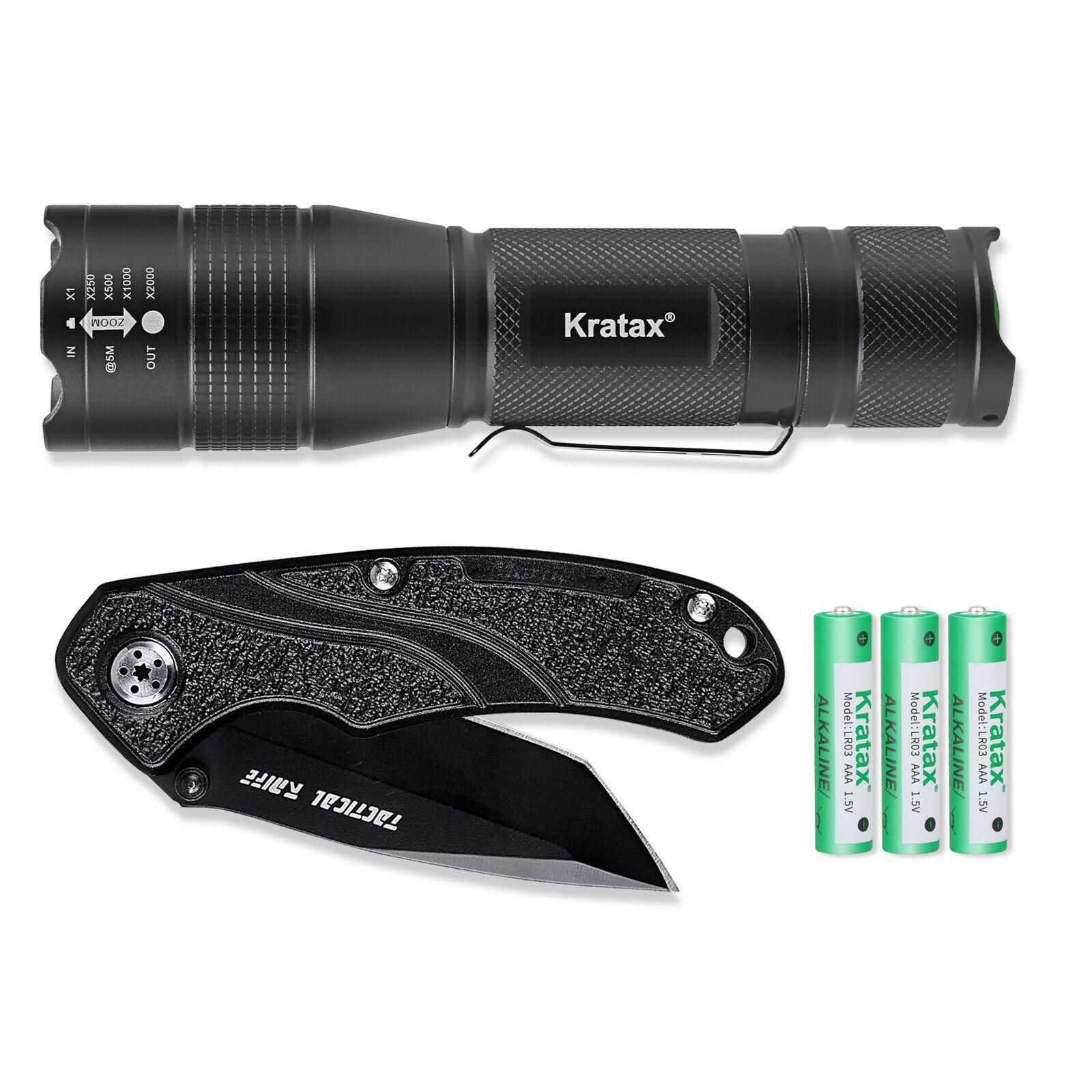 Tactical Flashlight Zoomable LED UV Comes With Knife