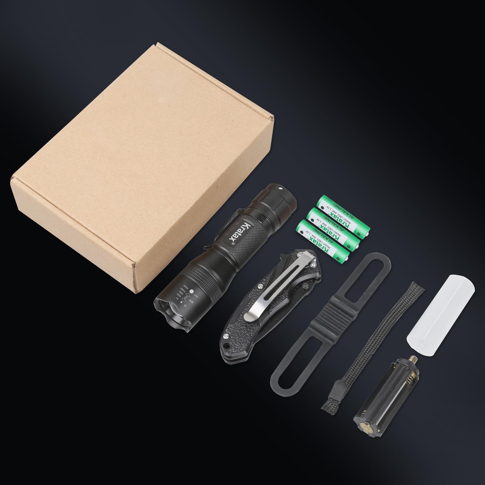 Tactical Flashlight Zoomable LED UV Comes With Knife