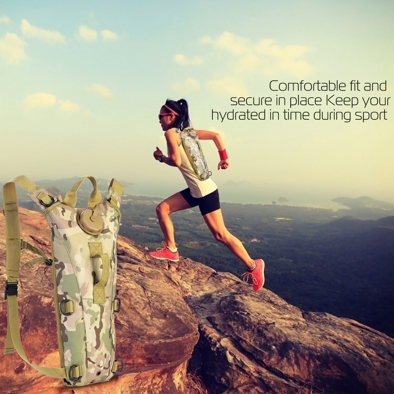 Hydration Pack 3L Bladder Straps Hydrates On The Go