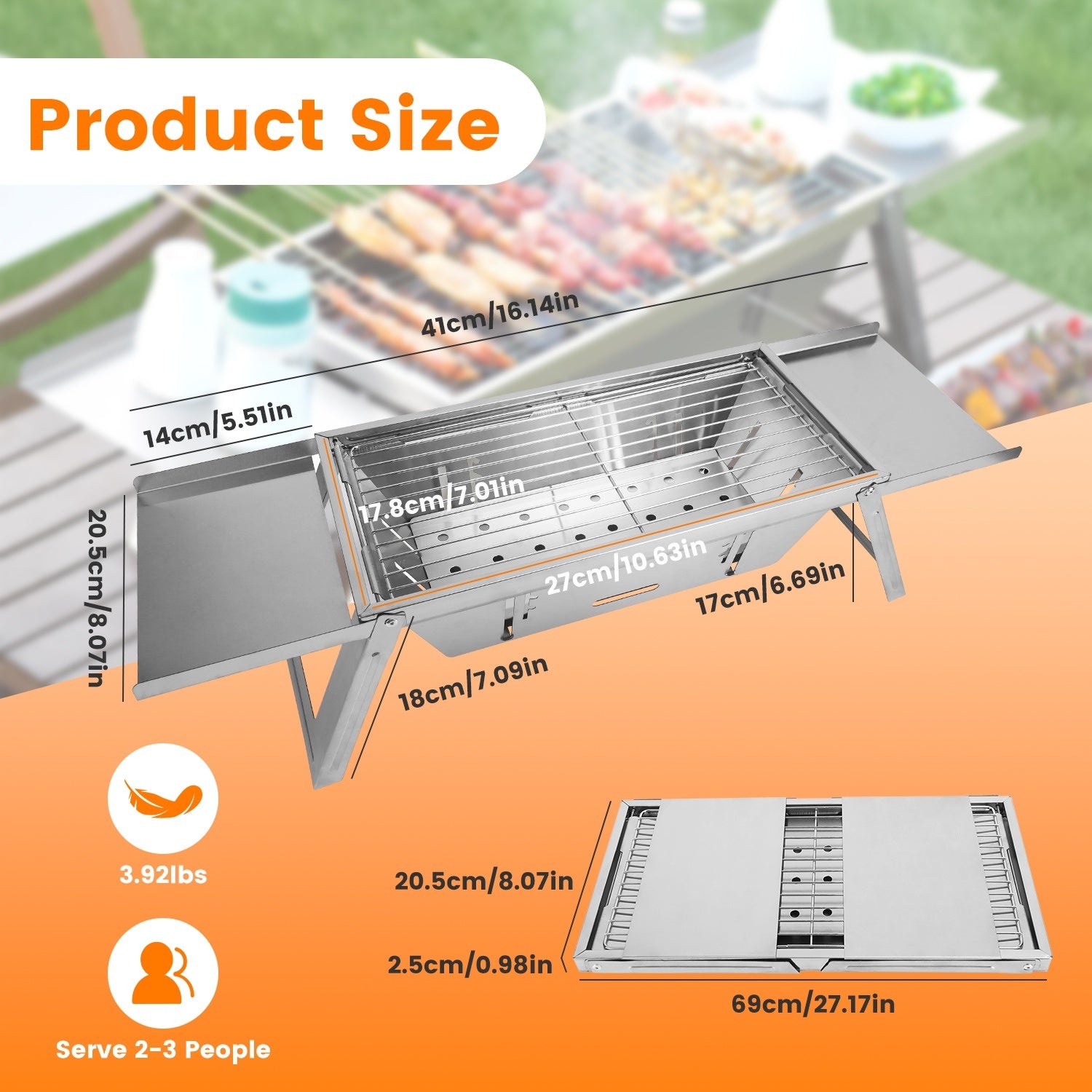 3 In 1 Foldable Charcoal Grill Fire Pit Portable Outdoor