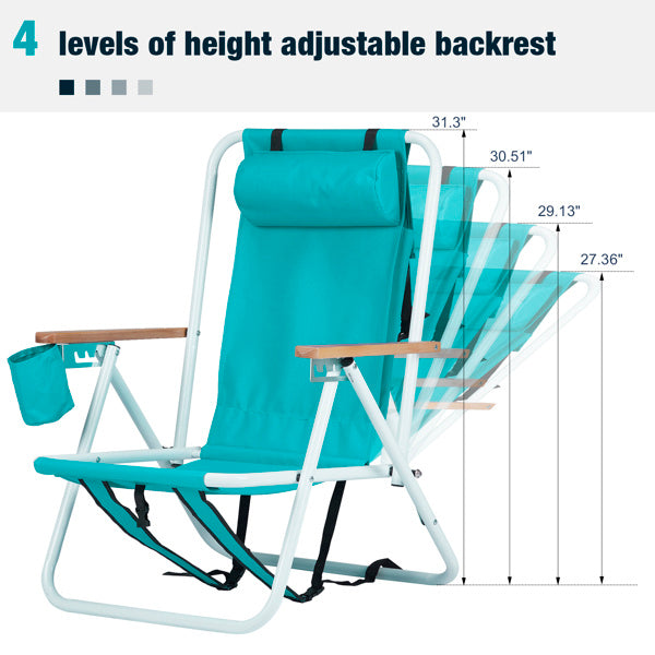 Deluxe Mint Green Beach Chair Four Position