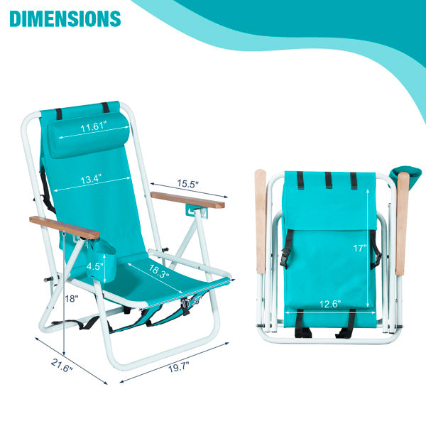 Deluxe Mint Green Beach Chair Four Position
