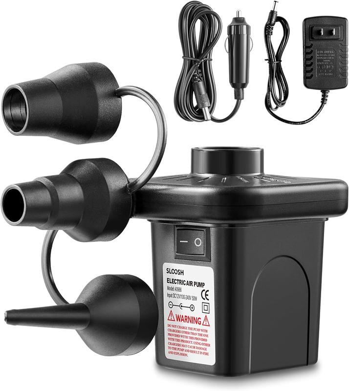 Portable Electric Air Pump 3 Nozzles Inflates Fast