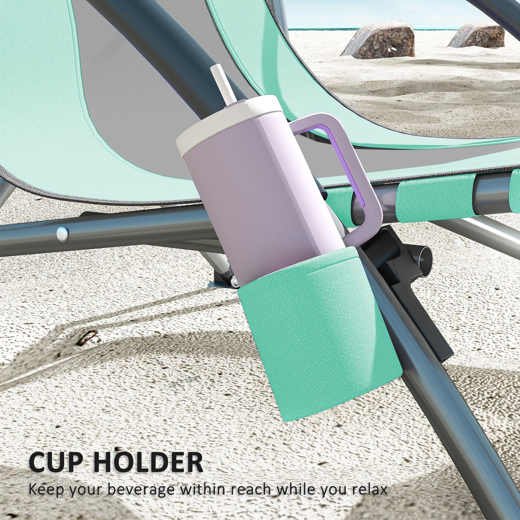 Beach Chairs With Mesh Back Cup Holder Cozy