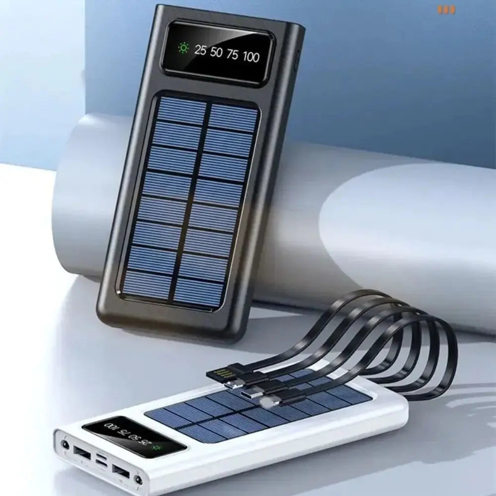 Solar Power Bank With BuiltIn Cables On The Go