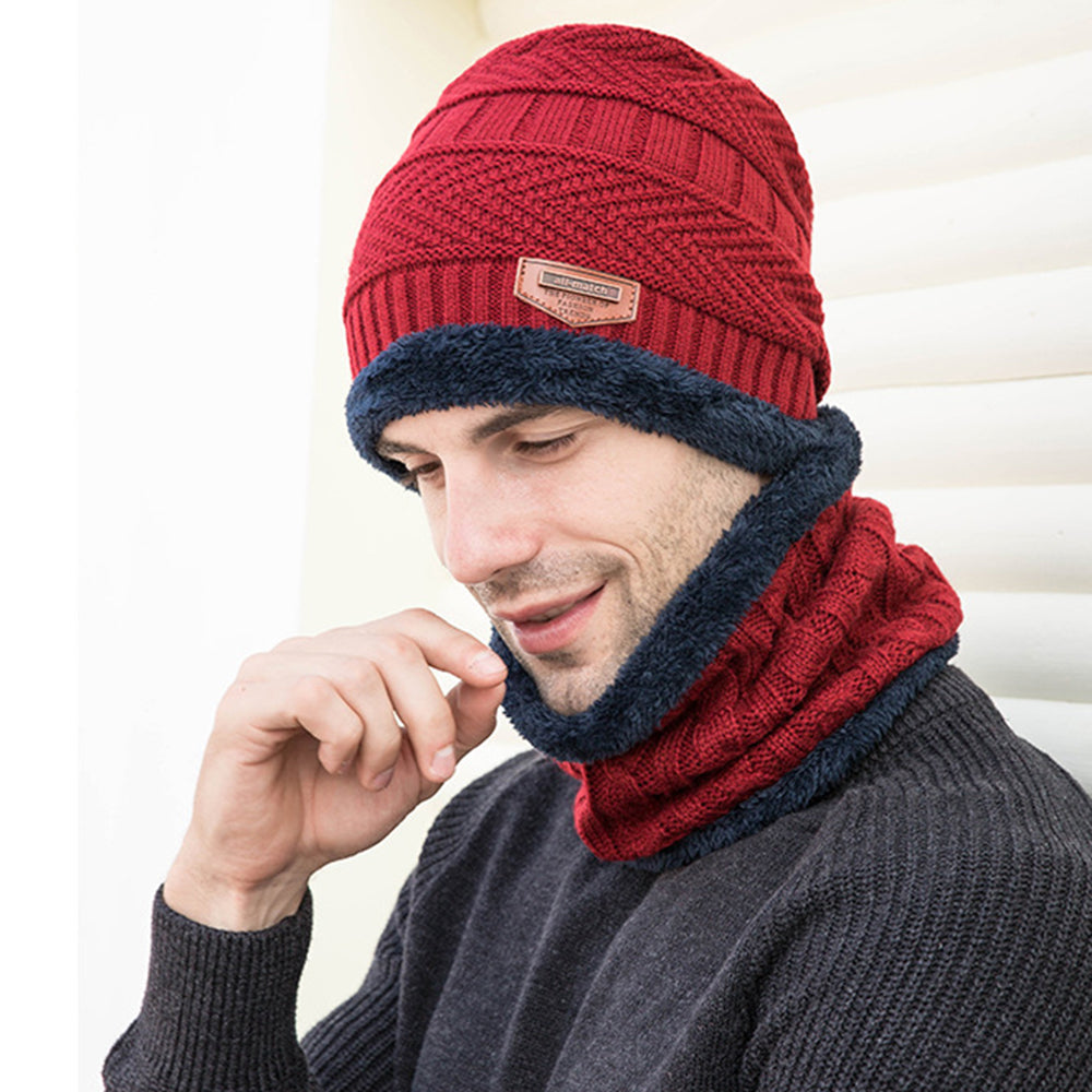 Men's Knit Scarf, Hat, Gloves Set - Touchscreen Friendly