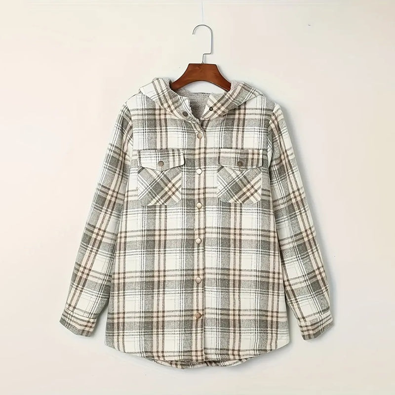 Plaid Hooded Jacket With Fleece Lining