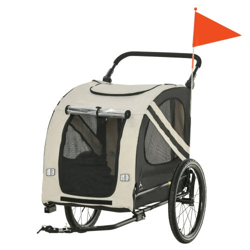 2-In-1 Pet Bike Trailer for Small Dogs Beige Weatherproof