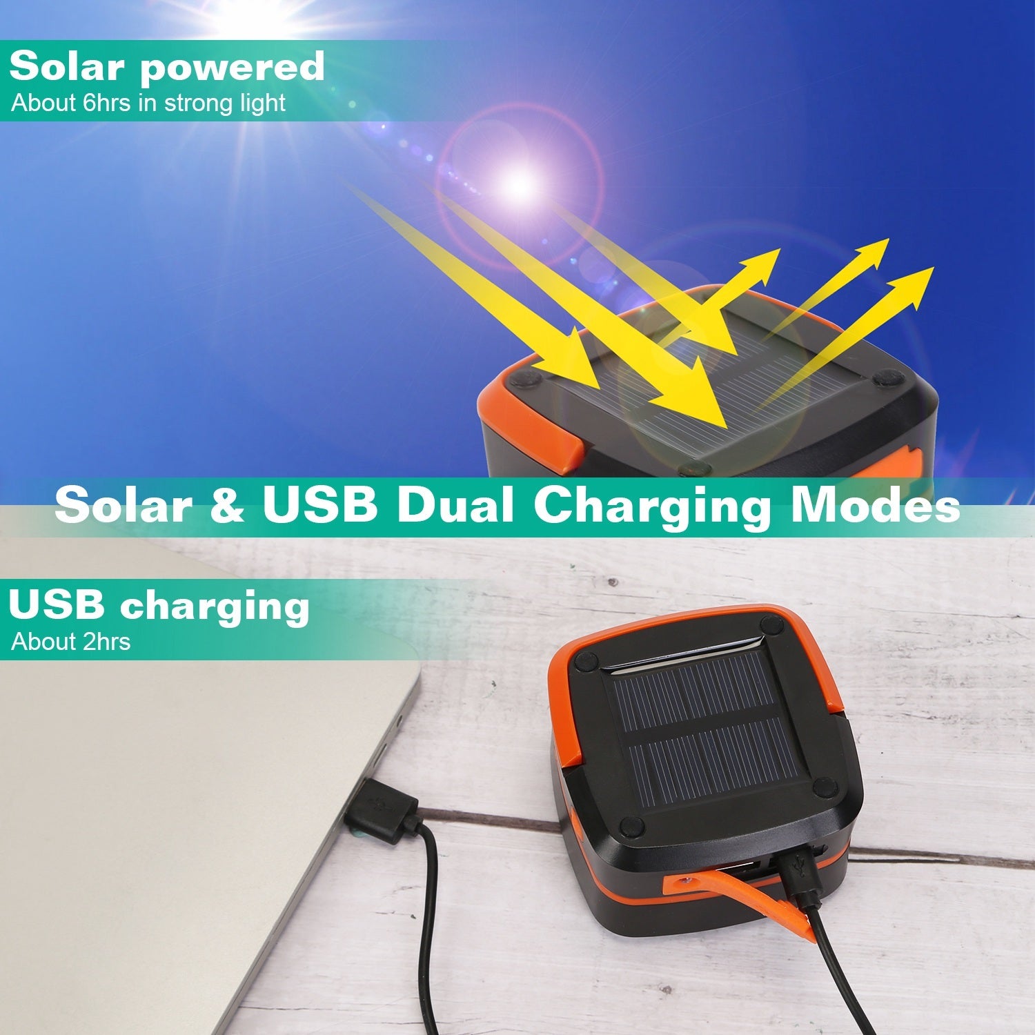 Solar Collapsible Lantern USB Rechargeable 360 Light