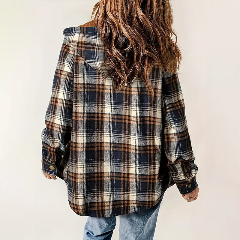 Plaid Hooded Jacket With Fleece Lining