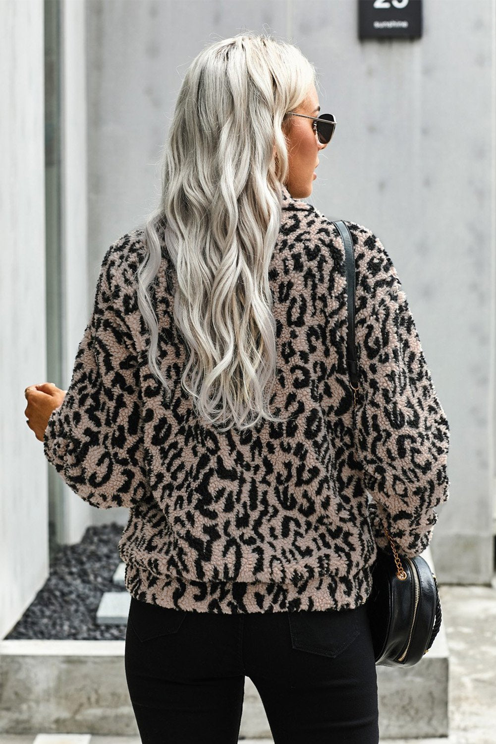 Luxurious Sherpa Jacket Plaid Leopard Print