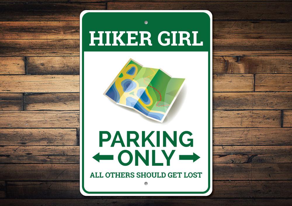 Bold Hiker Parking Sign Wide Rectangle
