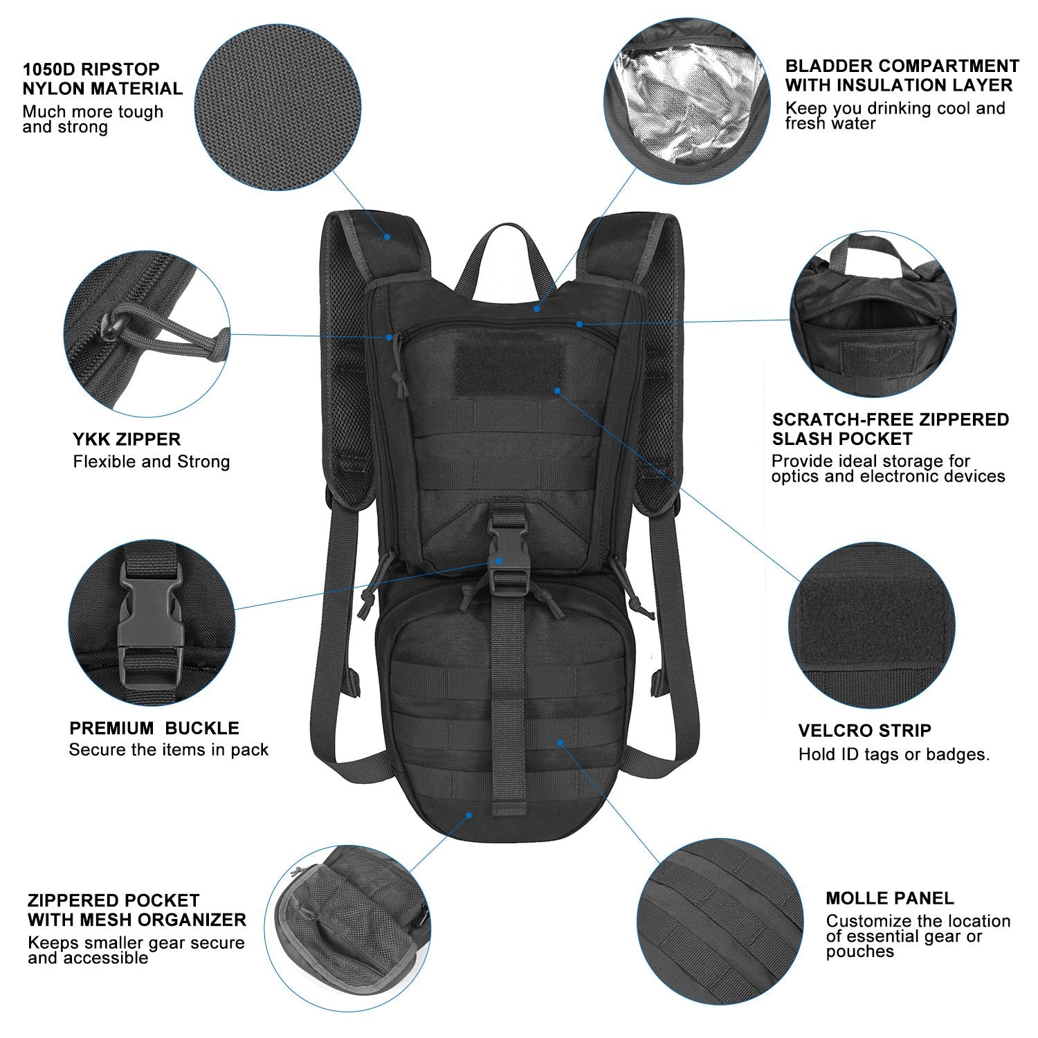 Hydration Backpack With 2.5L Bladder