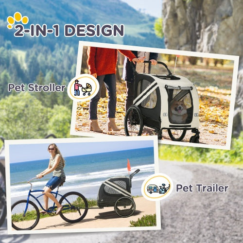 2-In-1 Pet Bike Trailer for Small Dogs Beige Weatherproof