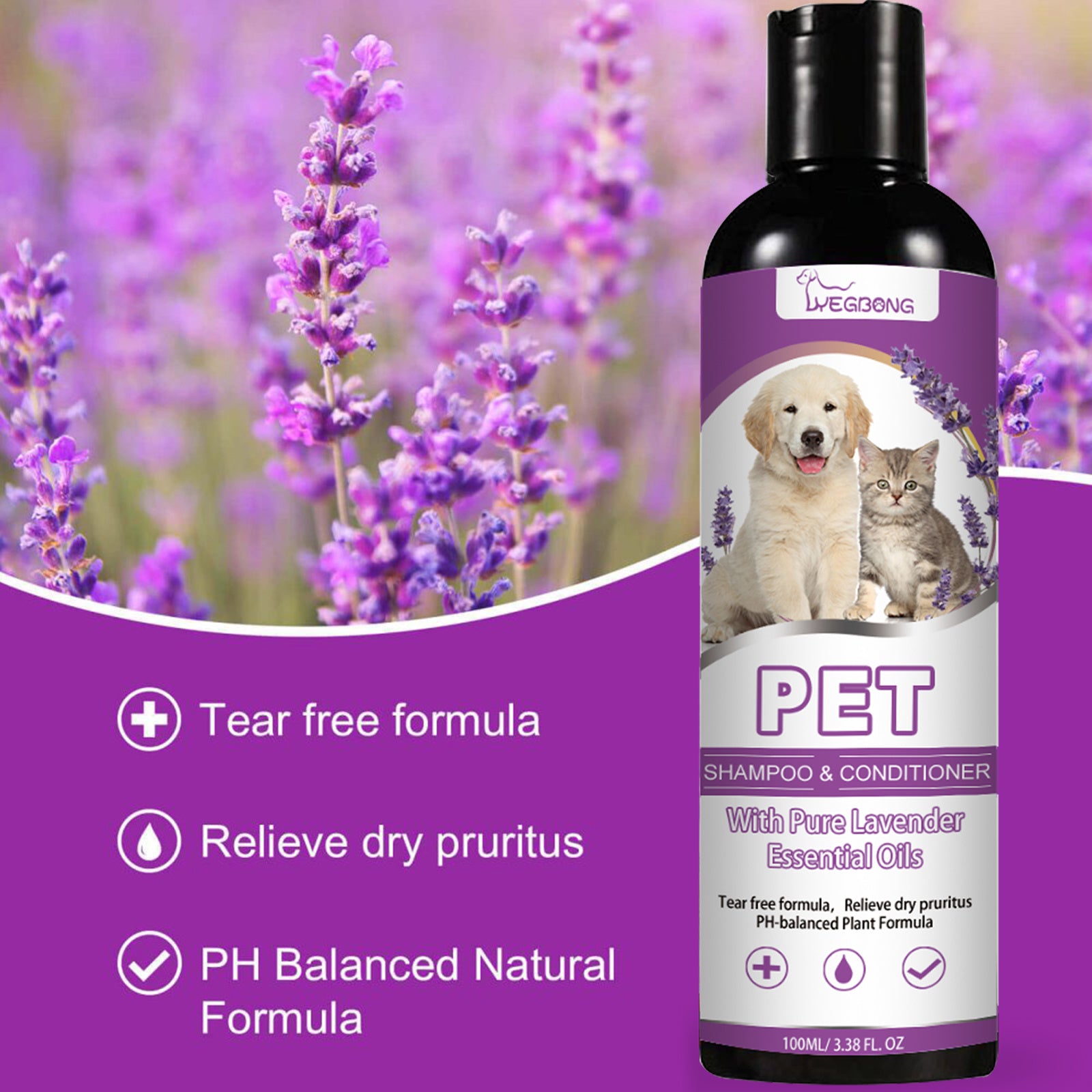 Gentle Pet Shampoo With Natural Lavender Oil