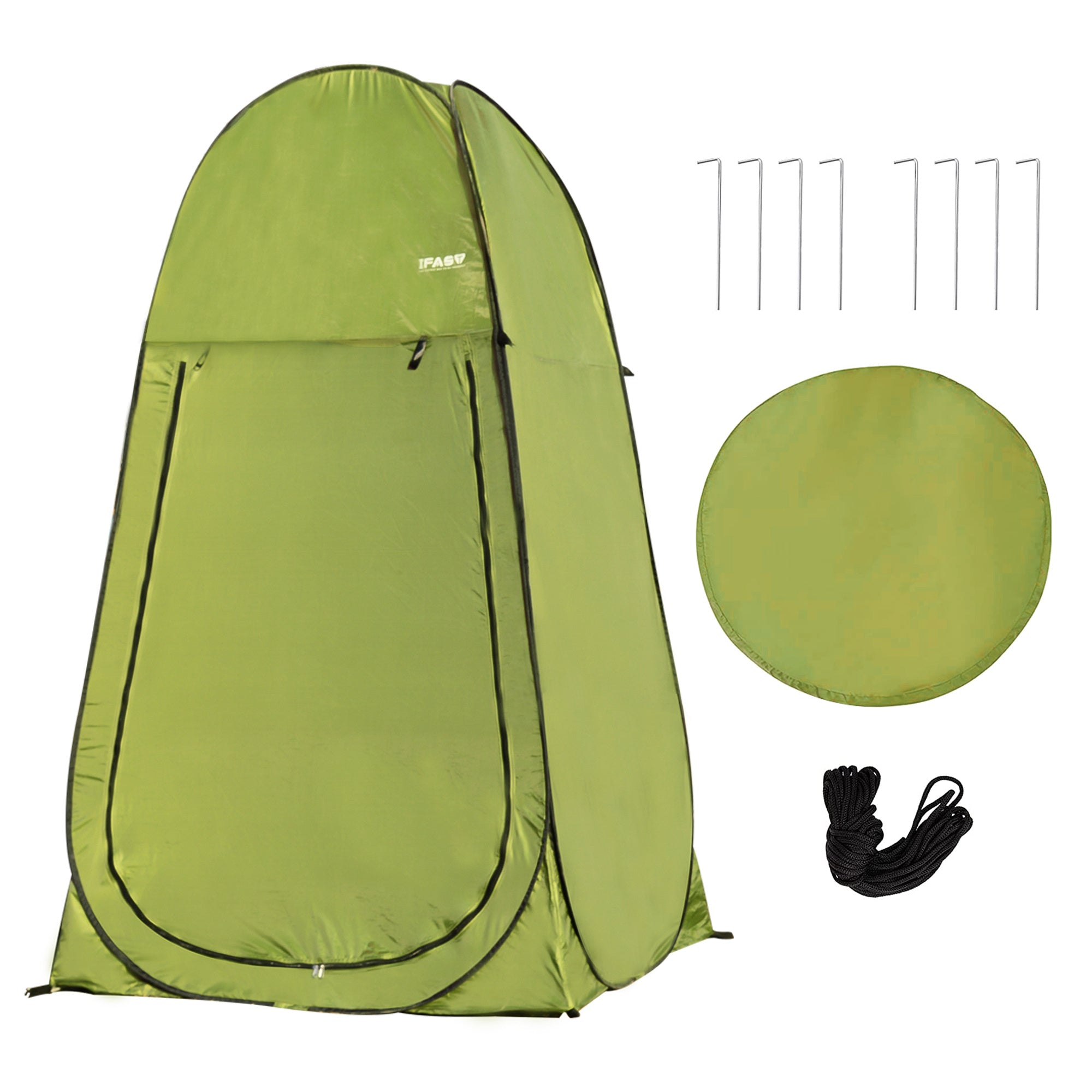Green 7 Foot Camping Shower Tent Privacy Pop Up Windows
