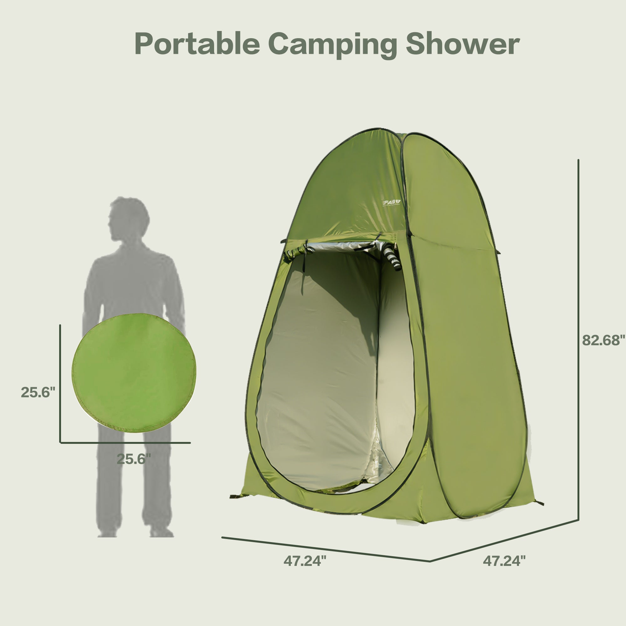Green 7 Foot Camping Shower Tent Privacy Pop Up Windows