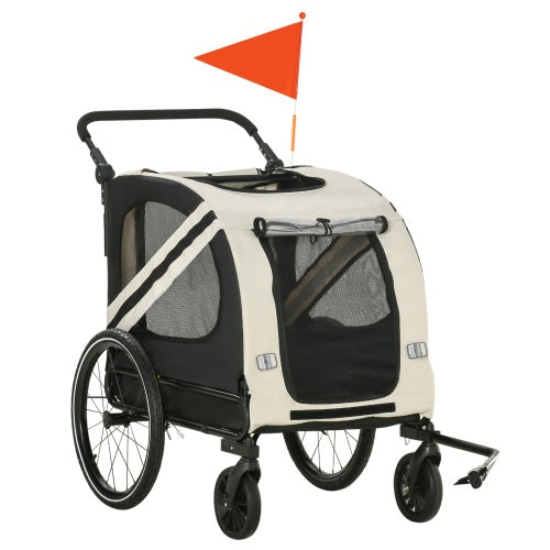 2-In-1 Pet Bike Trailer for Small Dogs Beige Weatherproof