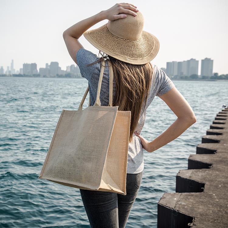 Jute Market Bag With Laminated Interior