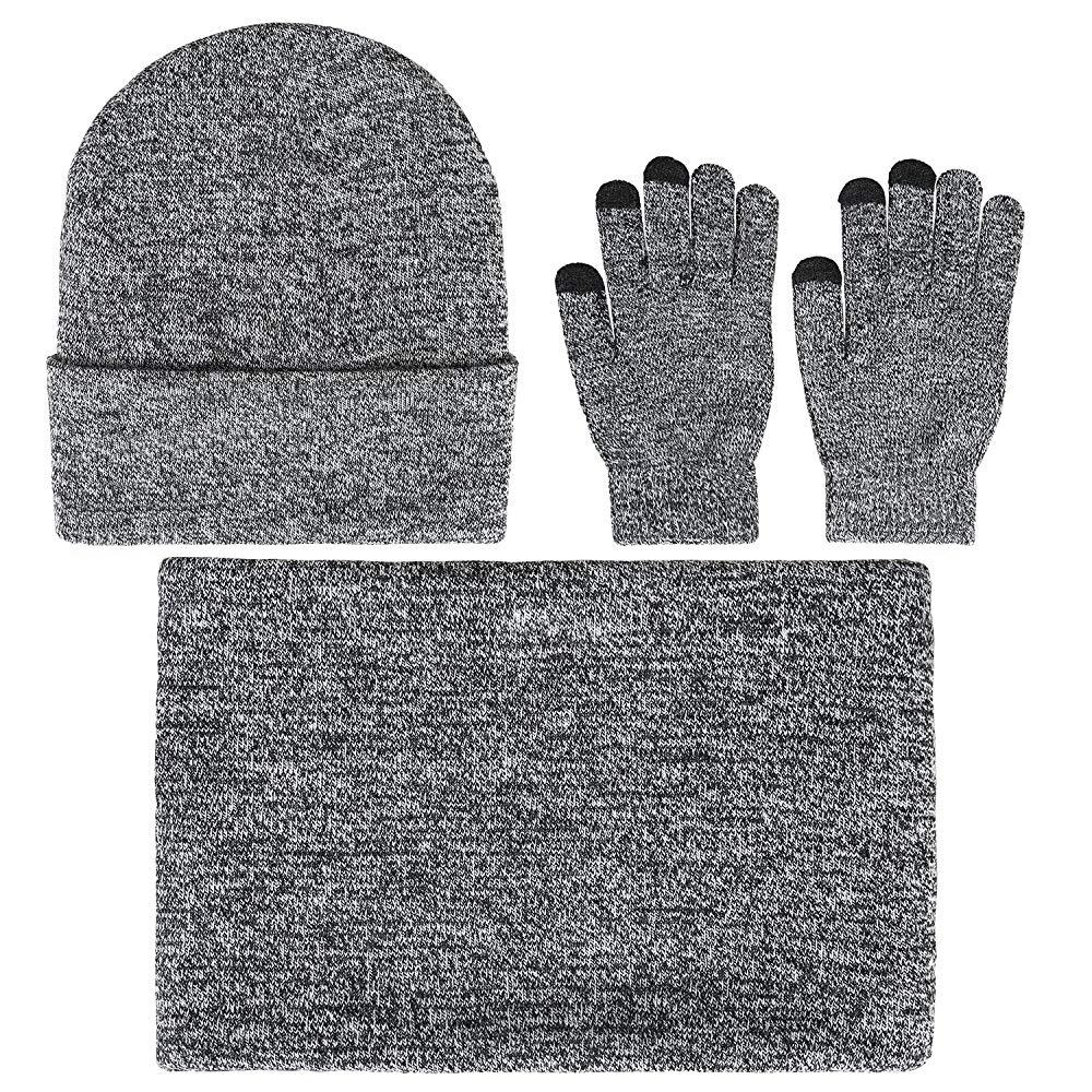 Winter Beanie Set With Touchscreen Gloves