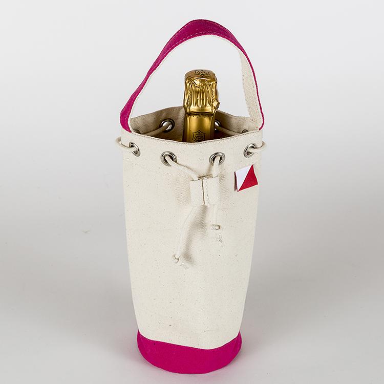 Canvas Wine Bottle Bag With Cinch Top