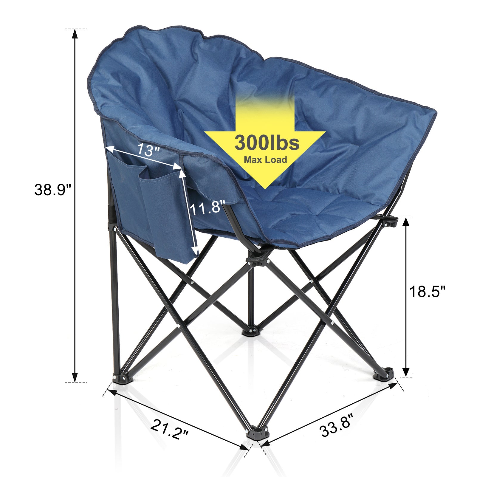 Adventure Ready Camping Chair Steel Frame 300lb Capacity