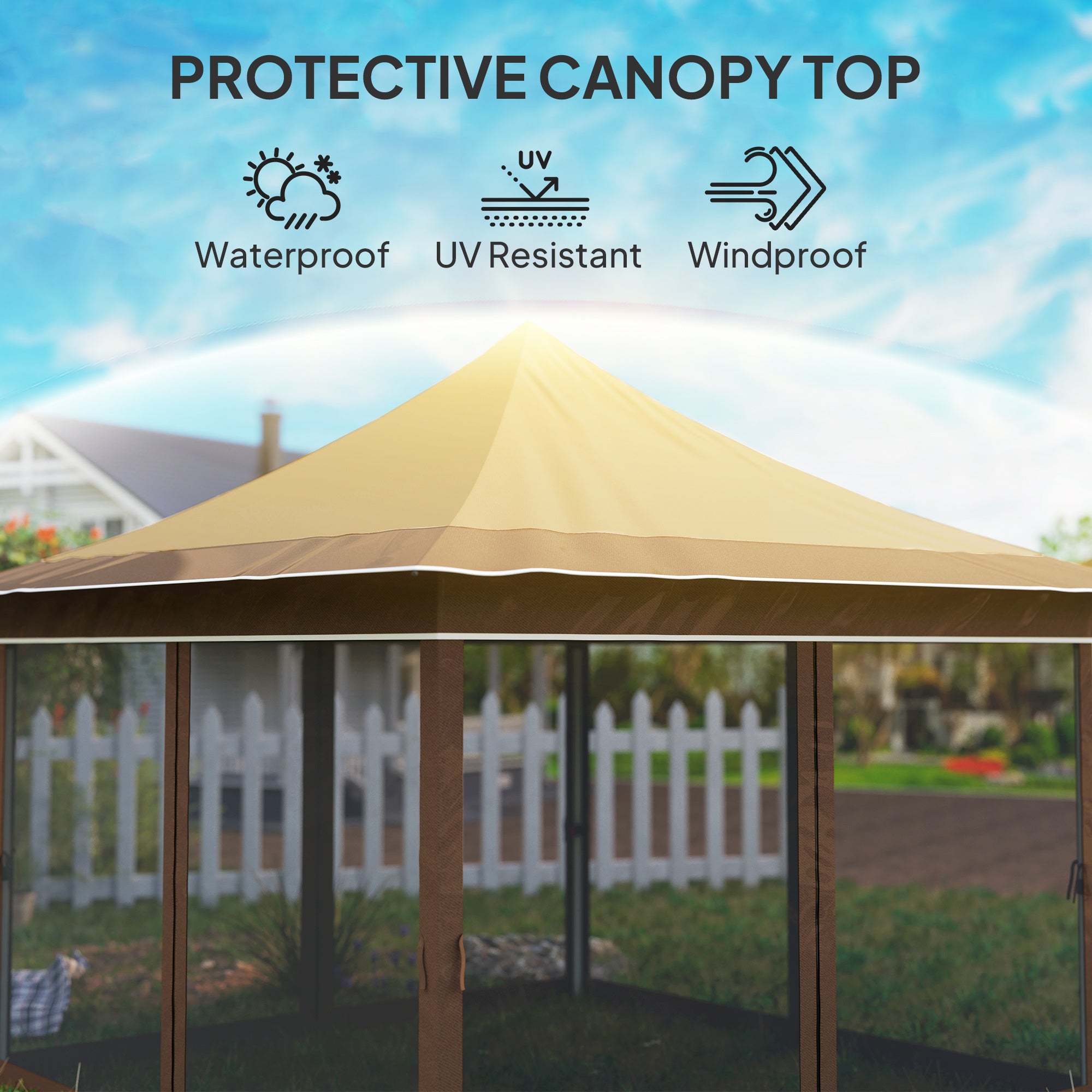 12x12 ft Garden & Patio Canopy Tent with Mesh Netting UPF50+ Protection