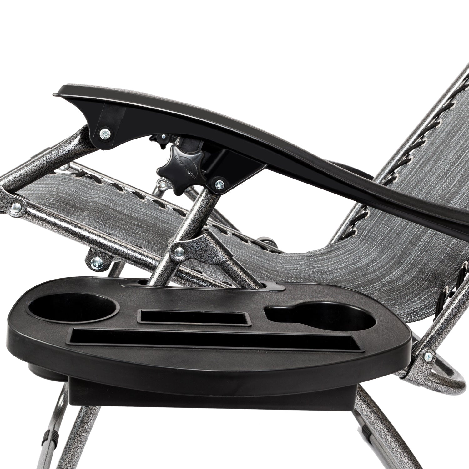 Set of 2 Adjustable Lounge Chairs With Pillow And Tray