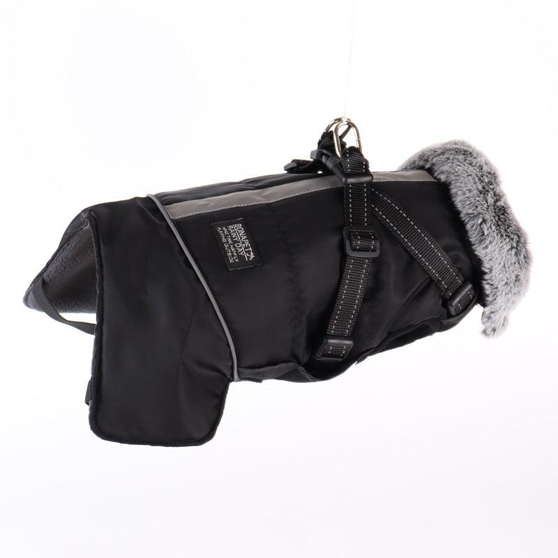 Pet Jacket With Removable Fur Collar