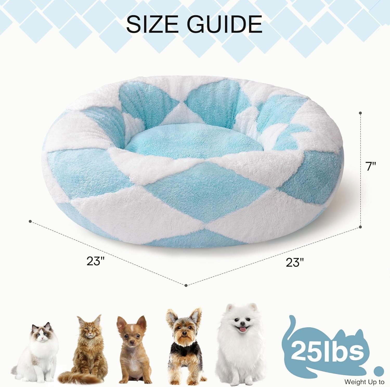 Donut Shaped Calming Pet Bed with Non Slip Bottom