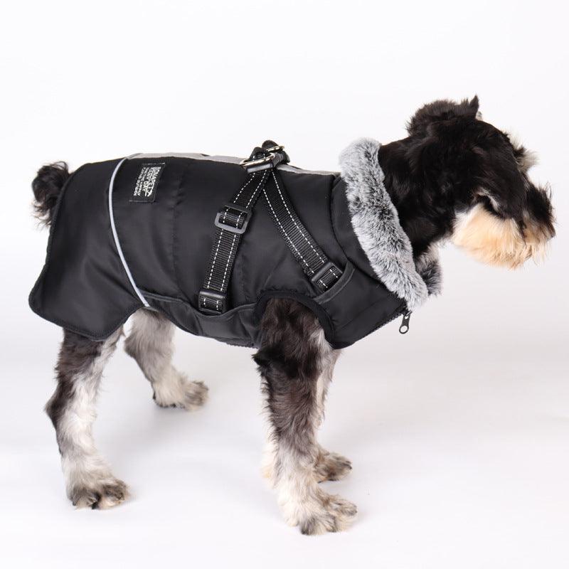 Pet Jacket With Removable Fur Collar