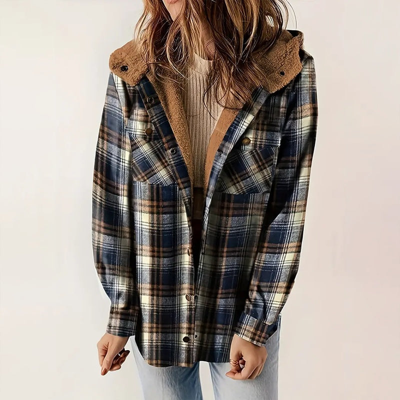 Plaid Hooded Jacket With Fleece Lining