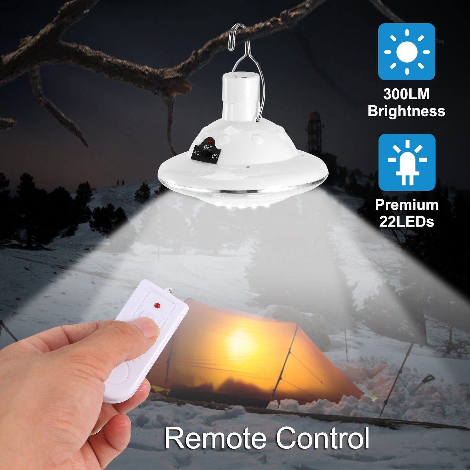 Solar Camping Lantern Remote 3 Modes All Weather