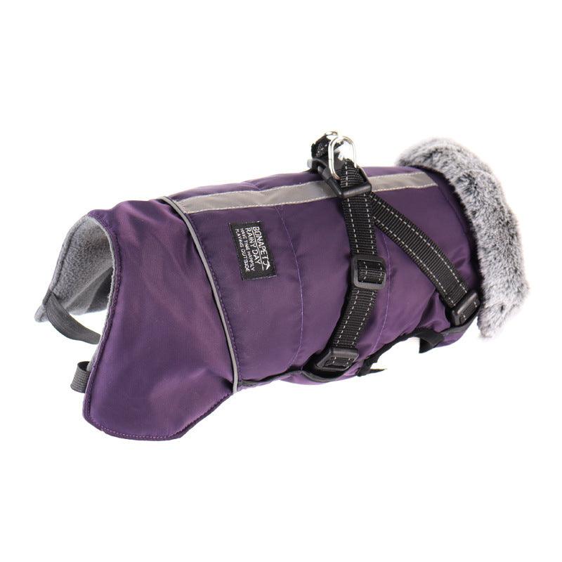 Pet Jacket With Removable Fur Collar