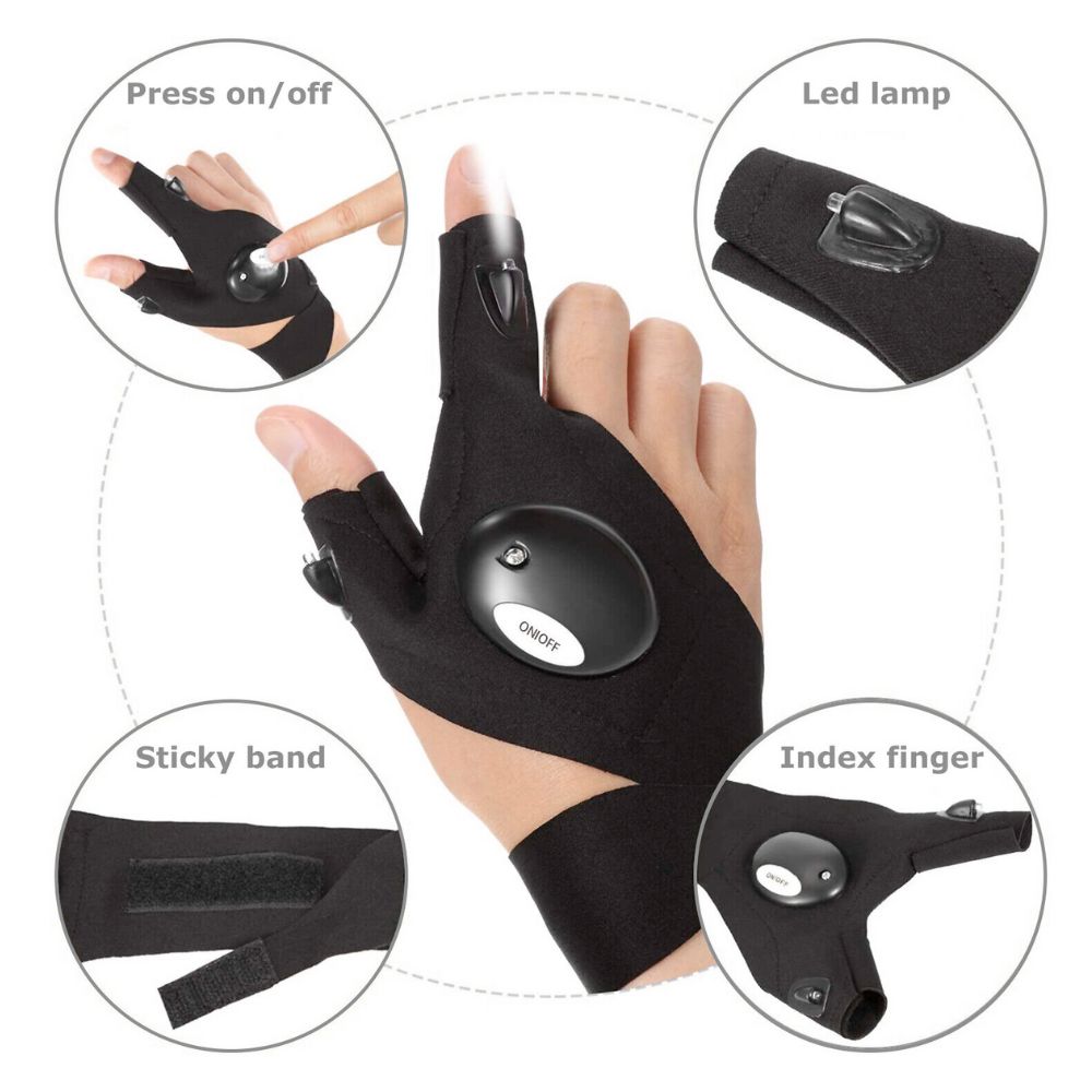 LED Gloves With Finger Lights For Handsfree Work